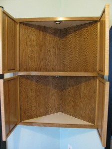 Custom 4-door corner cabinet - open view