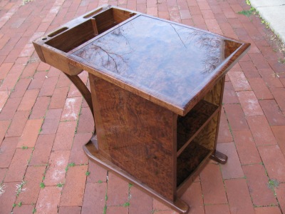 Burl Walnut Veneer End Table