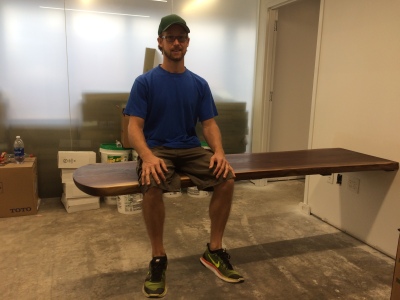 Walnut Slab Reception Desk - Complete